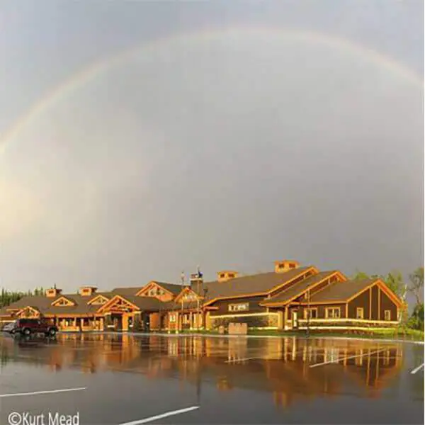 rainbow over tettegouche state park visitor center