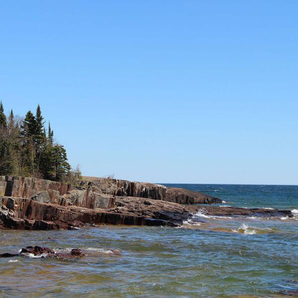 rock outcroppings from artists point island in lake superior