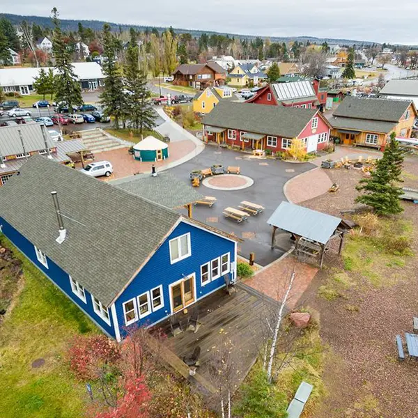 Ariel shot of the campus at North House Folk School