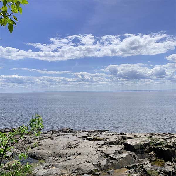 lester river shoreline at lake superior in duluth