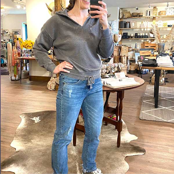 woman standing in grand marais mn boutique