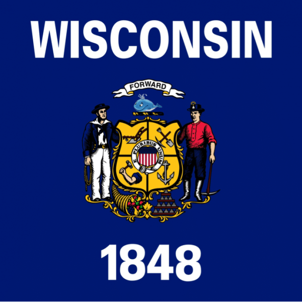 whale on wisconsin state flag