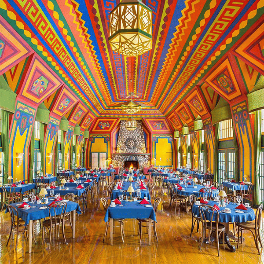 Naniboujou-Lodge naniboujou lodge bright and colorful interior of dining room