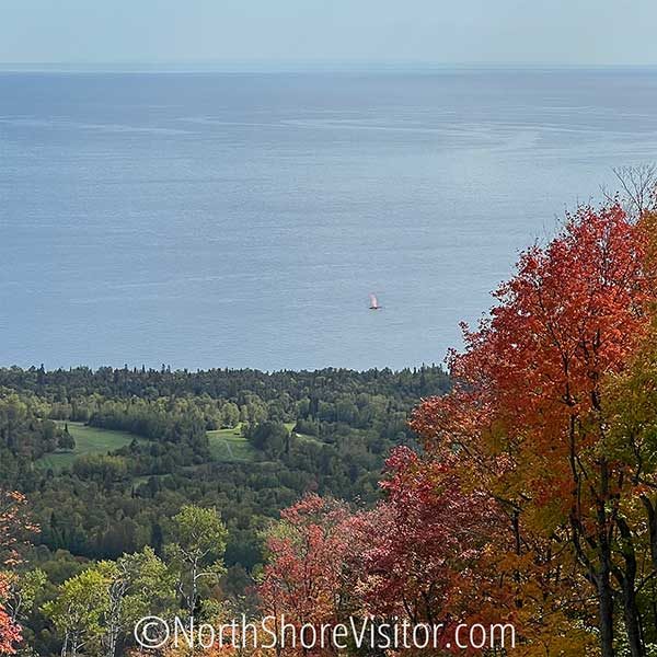 lake superior whale with fall colors in lutsen